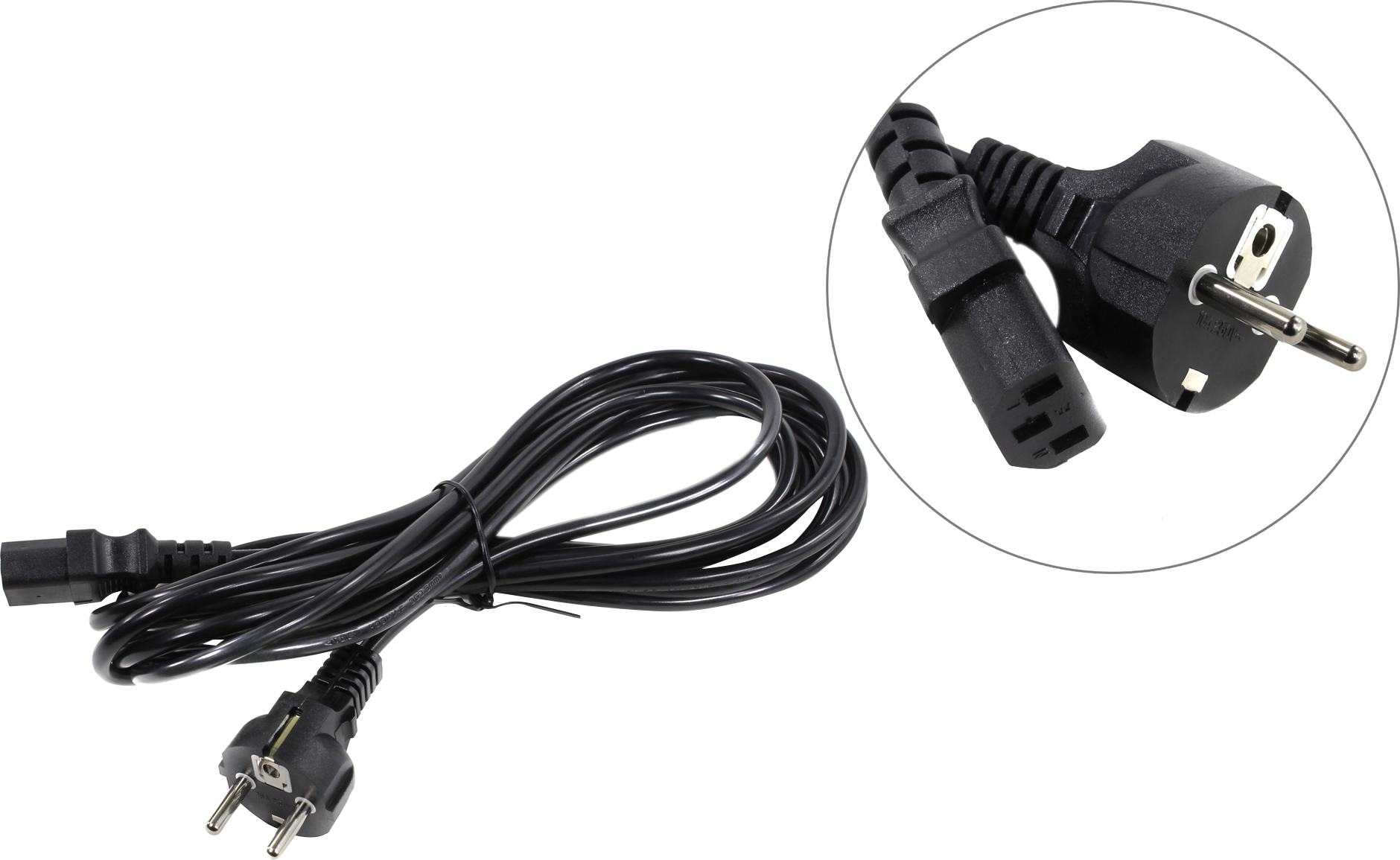 

Кабель питания Schuko (Euro)(M)-IEC-320-C13, 6А, 5 м, черный Exegate Special PC-5S (ES280997RUS), PC-5S