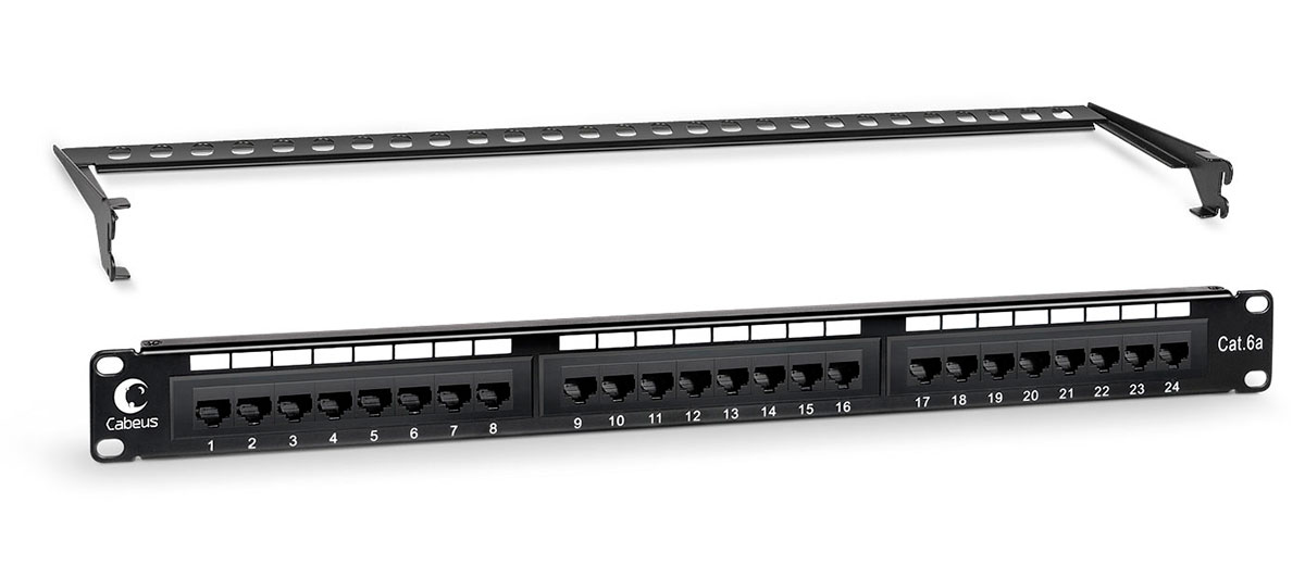 

Патч-панель в шкаф 19" 1U, порты: 24 x RJ-45 кат. 6a, органайзер, черный, PL-24-Cat.6a-Dual, Cabeus (PL-24-Cat.6a-Dual), PL-24-Cat.6a-Dual