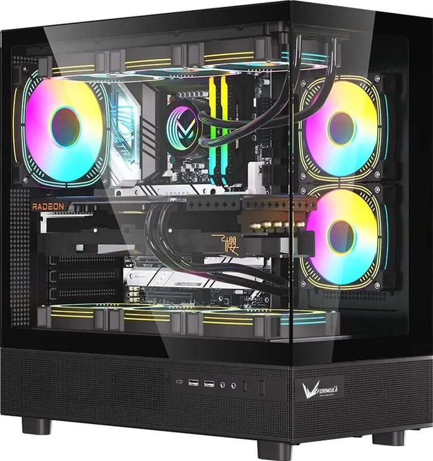 Корпус Formula CRYSTAL Z8 COSMIC, ATX, Midi-Tower, 2xUSB 3.0, USB Type-C, RGB подсветка, черный, без БП (CRYSTAL Z8 B COS)