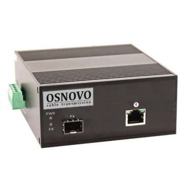 Медиаконвертер OSNOVO OMC-1000-11HX/I, RJ-45x1 Гбит/с, SFPx1 Гбит/с