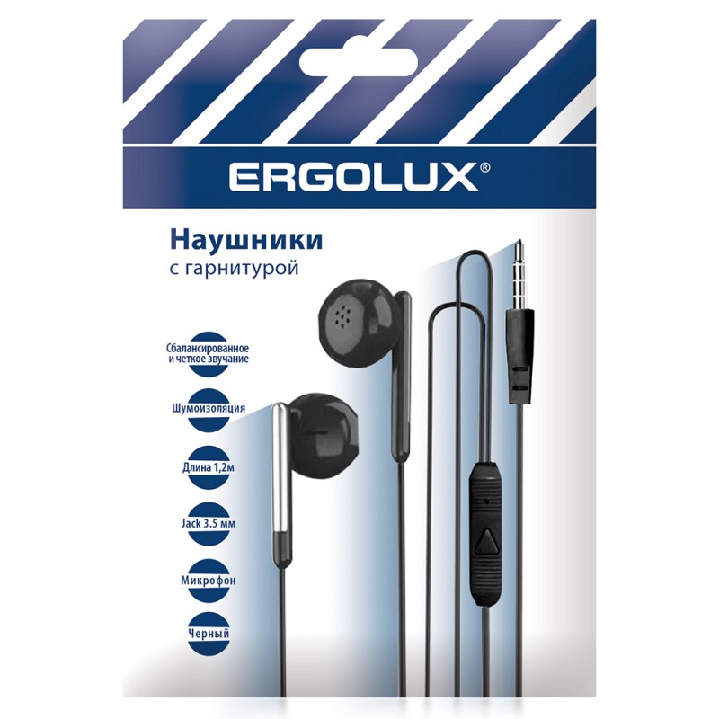 

Проводная гарнитура ERGOLUX ELX-WHP01P-C02 , Jack 3.5mm, черный (15278), ELX-WHP01P-C02