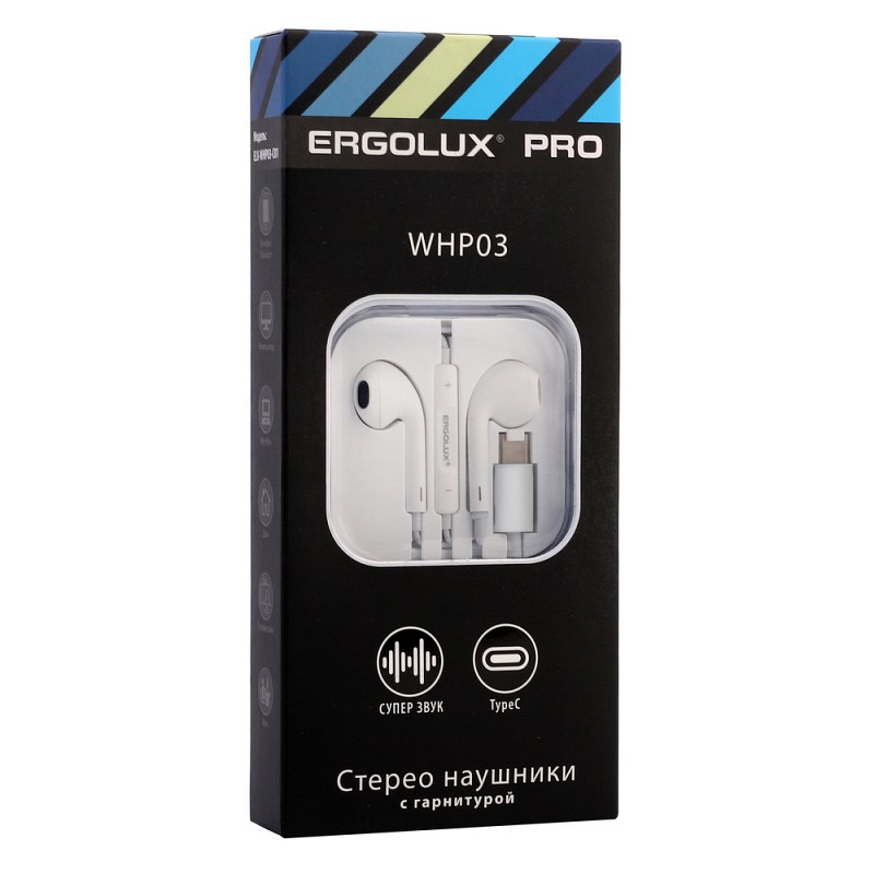 

Проводная гарнитура ERGOLUX ELX-WHP03-C01 , USB Type-C, белый (15284), ELX-WHP03-C01