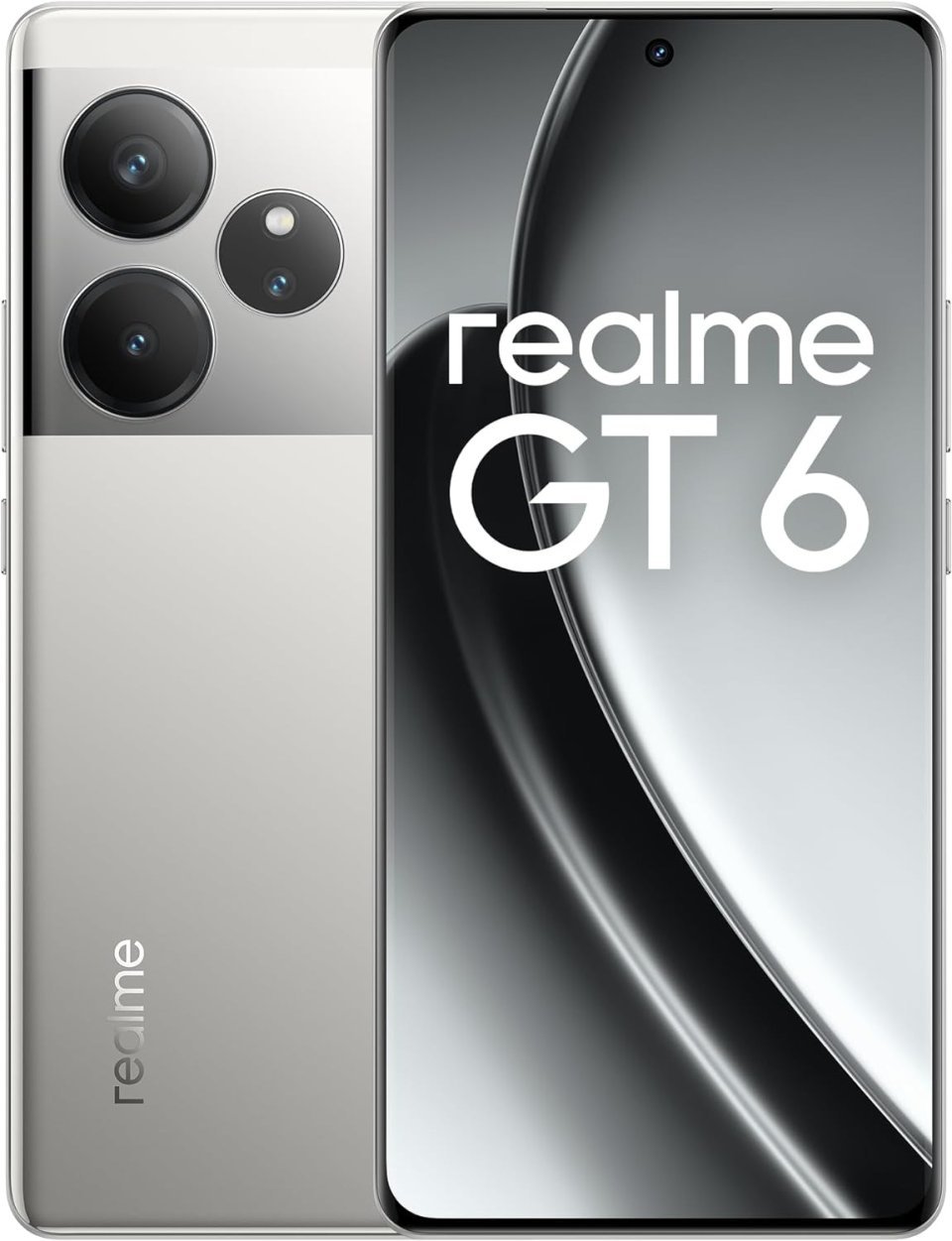 

Смартфон Realme GT6, 6.78" 2400x1080 AMOLED, Qualcomm Snapdragon 8s Gen 3, 12Gb RAM, 256Gb, 3G/4G/5G, NFC, Wi-Fi, BT, 3xCam, 2-Sim, 5500 мА⋅ч, USB Type-C, Android 14, серебристый (631002001196), GT6