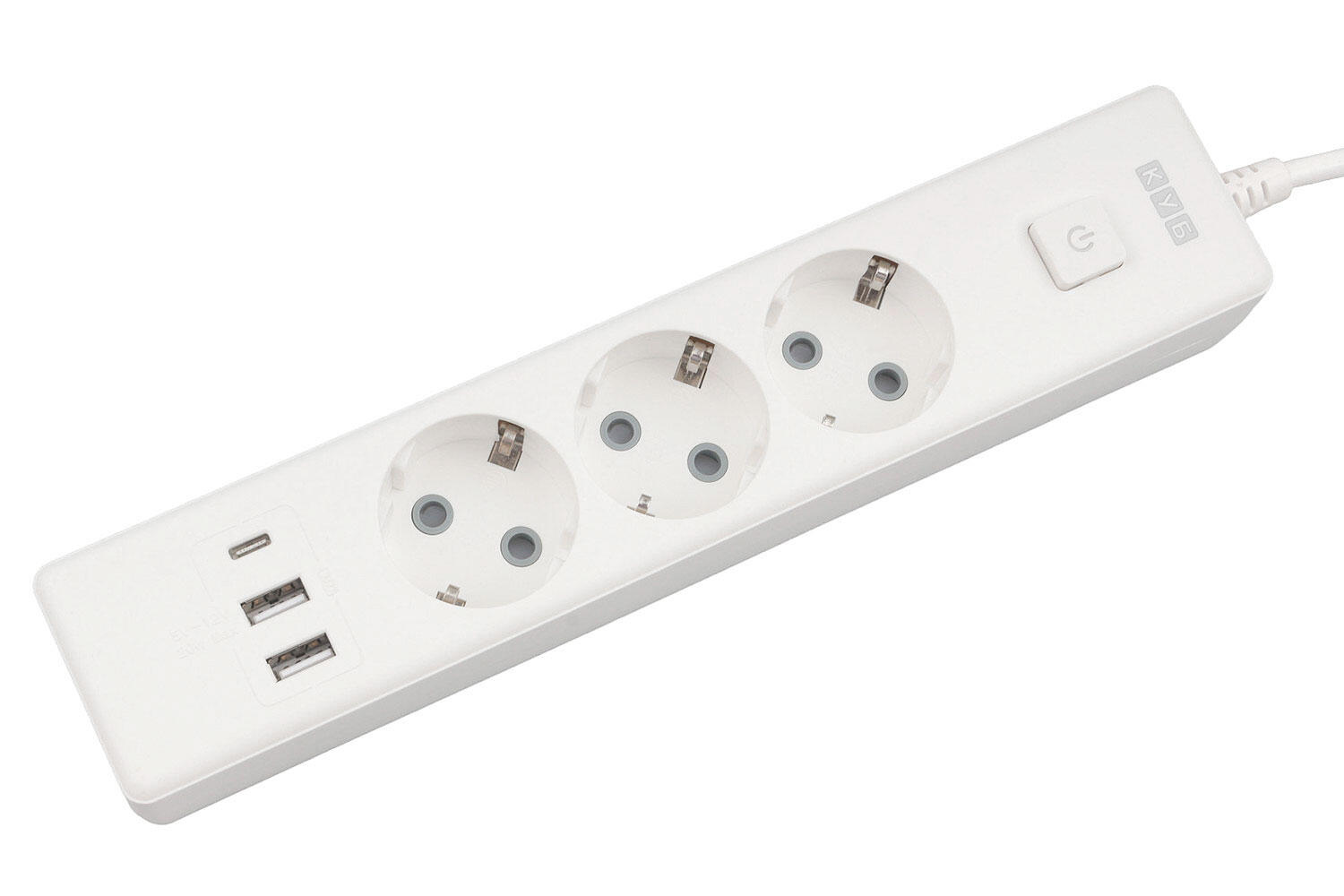 

Удлинитель PowerCube КУБ PC-5-2M, 3-розетки, 2xUSB, 1xUSB Type-C, 2 м, белый (PC-5-2M), PC-5-2M