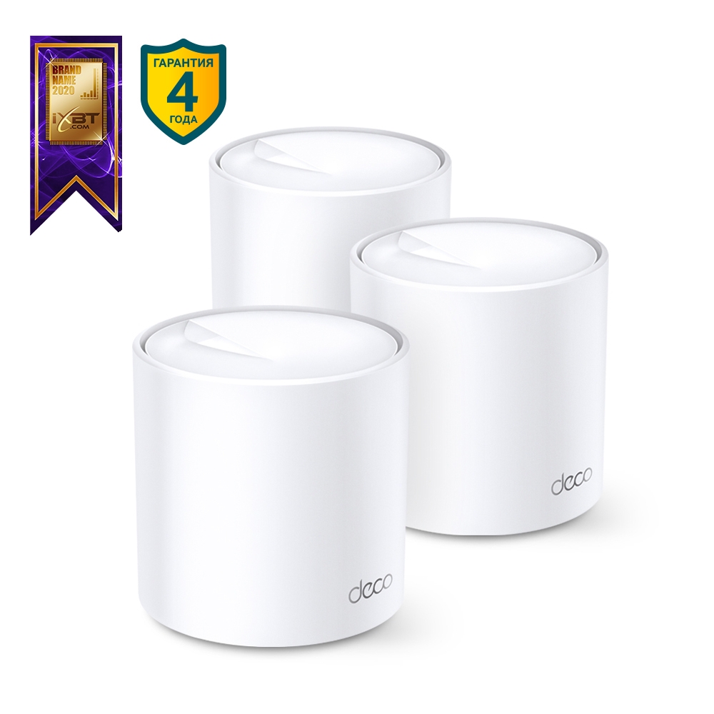 

Mesh система TP-LINK Deco X60, 802.11a/b/g/n/ac/ax, 2.4/5ГГц, до 5378 Мбит/с, LAN 2x1Гбит/с, WAN 2x1 Гбит/с, внутренних антенн: 4, комплект 3, Deco X60