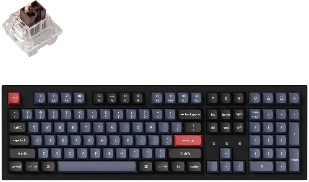 

Клавиатура проводное/беспроводное Keychron K10 Pro , механическая, Keychron K Pro Brown, подсветка, Bluetooth/USB, черный (K10P-H3-RU), K10 Pro
