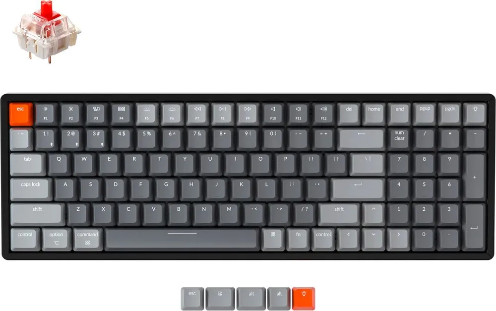 

Клавиатура проводная/беспроводная Keychron K4, механическая, Gateron G pro Red Switch, подсветка, Bluetooth/USB, черный (K4-C1-RU), K4