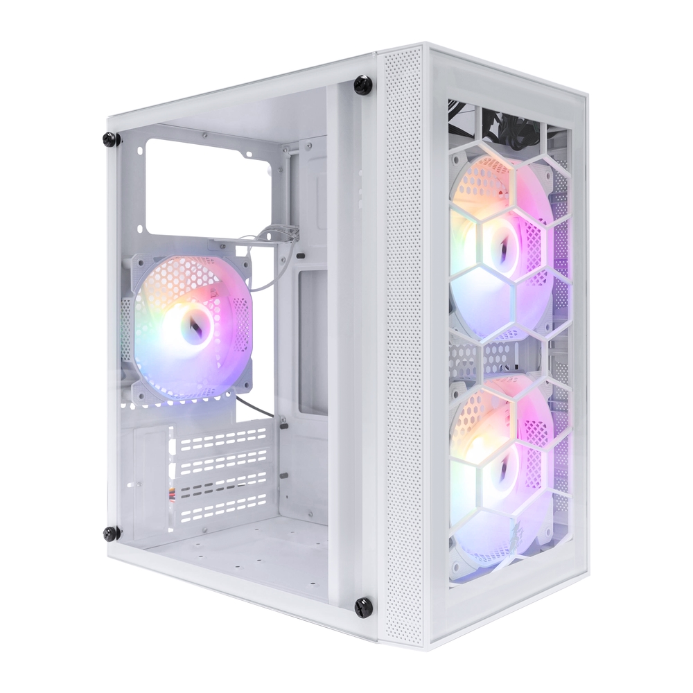 

Корпус 1STPLAYER FIREBASE X1, mATX, Mini-Tower, USB 3.0, RGB подсветка, белый, без БП (X1-WH-3F1-W), FIREBASE X1