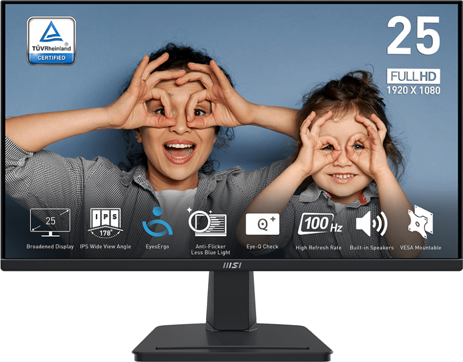 

Монитор 24.5" MSI Pro MP251 IPS, 1920x1080 (16:9), 300кд/м2, 100 Гц, 1 мс, 178°/178°, VGA, HDMI, черный (9S6-3PC2CM-032), MP251