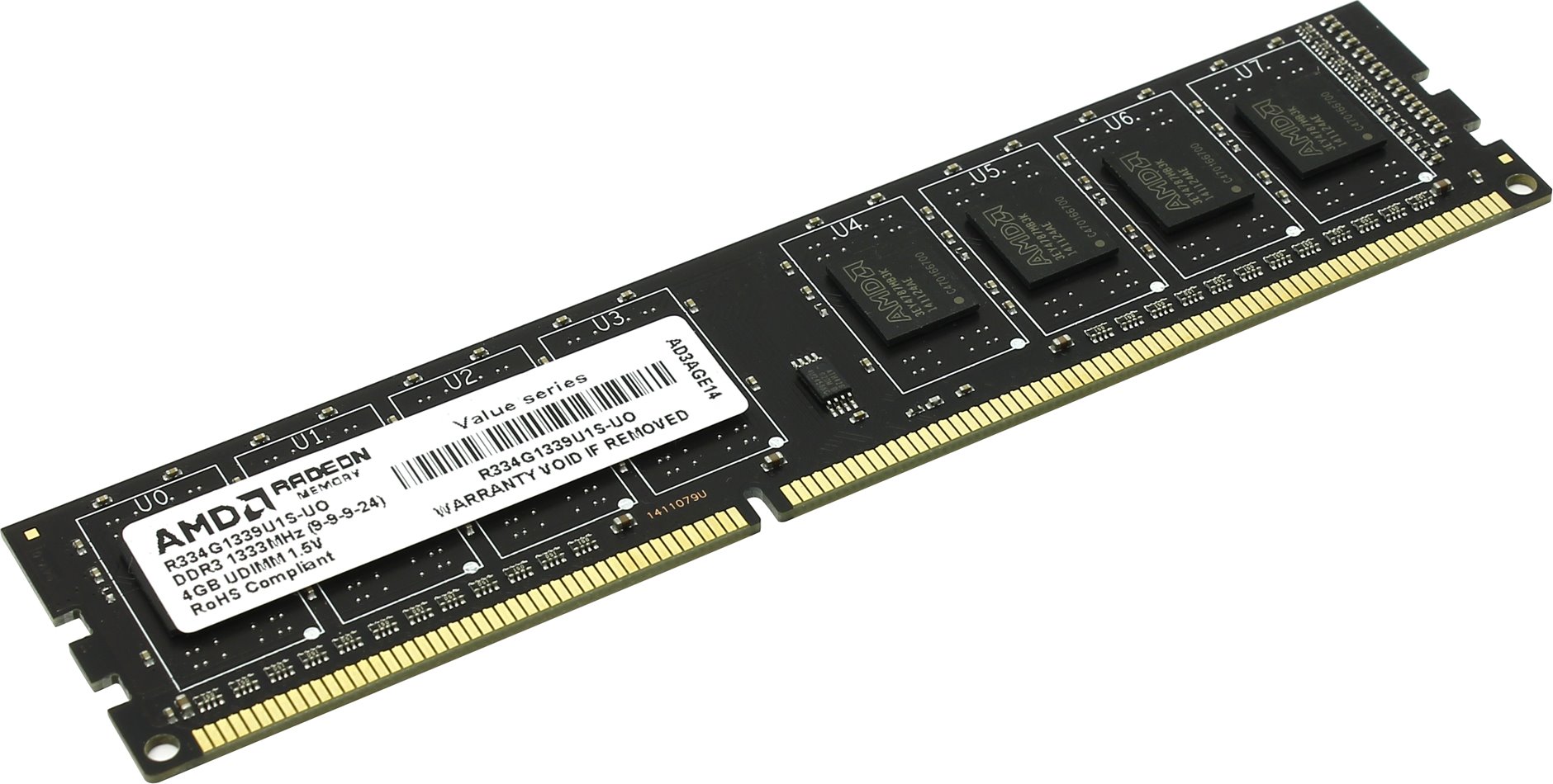 Память DDR3 DIMM 4Gb, 1333MHz AMD (R334G1339U1S-UO)