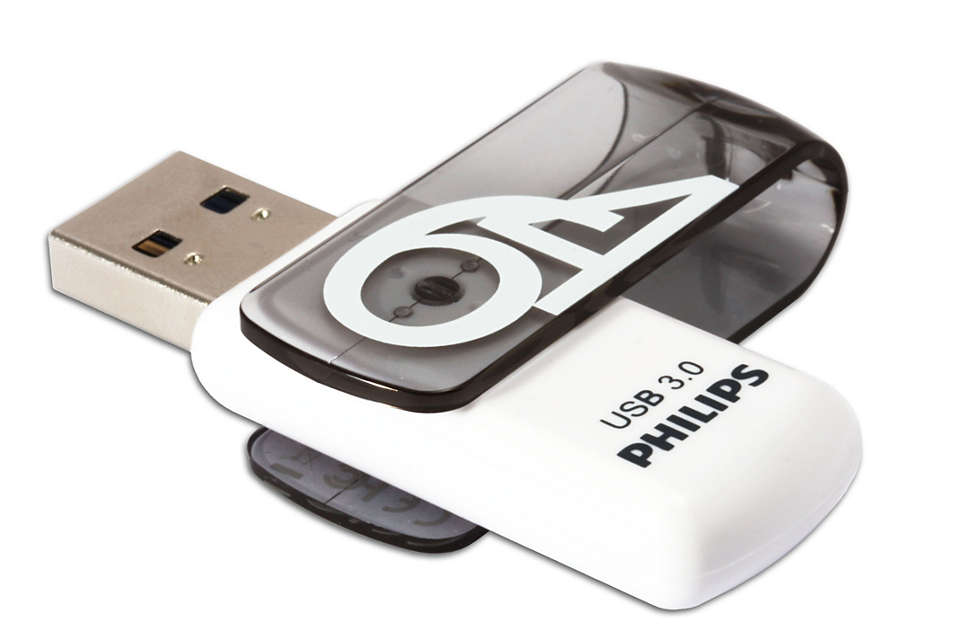 

Флешка 64Gb USB 3.0 PHILIPS VIVID3.0, белый/черный (FM64FD00B/97)