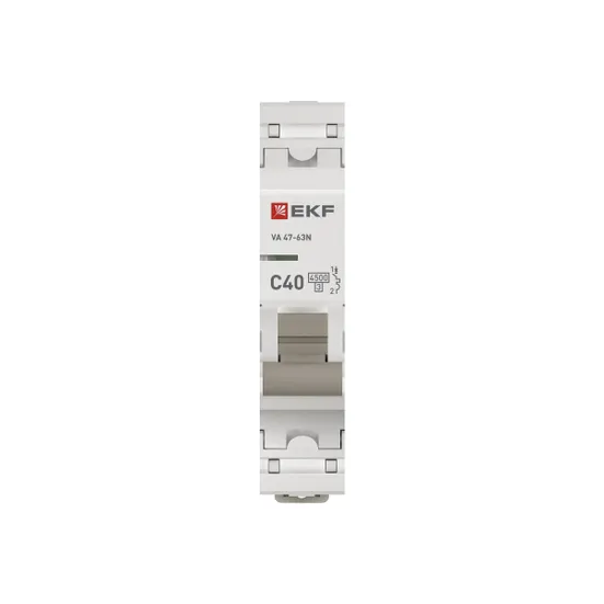 

Выключатель автоматический EKF 47-63N PROxima однополюсный (1P/1П) 40А C 4,5 кА (M634140C), 47-63N