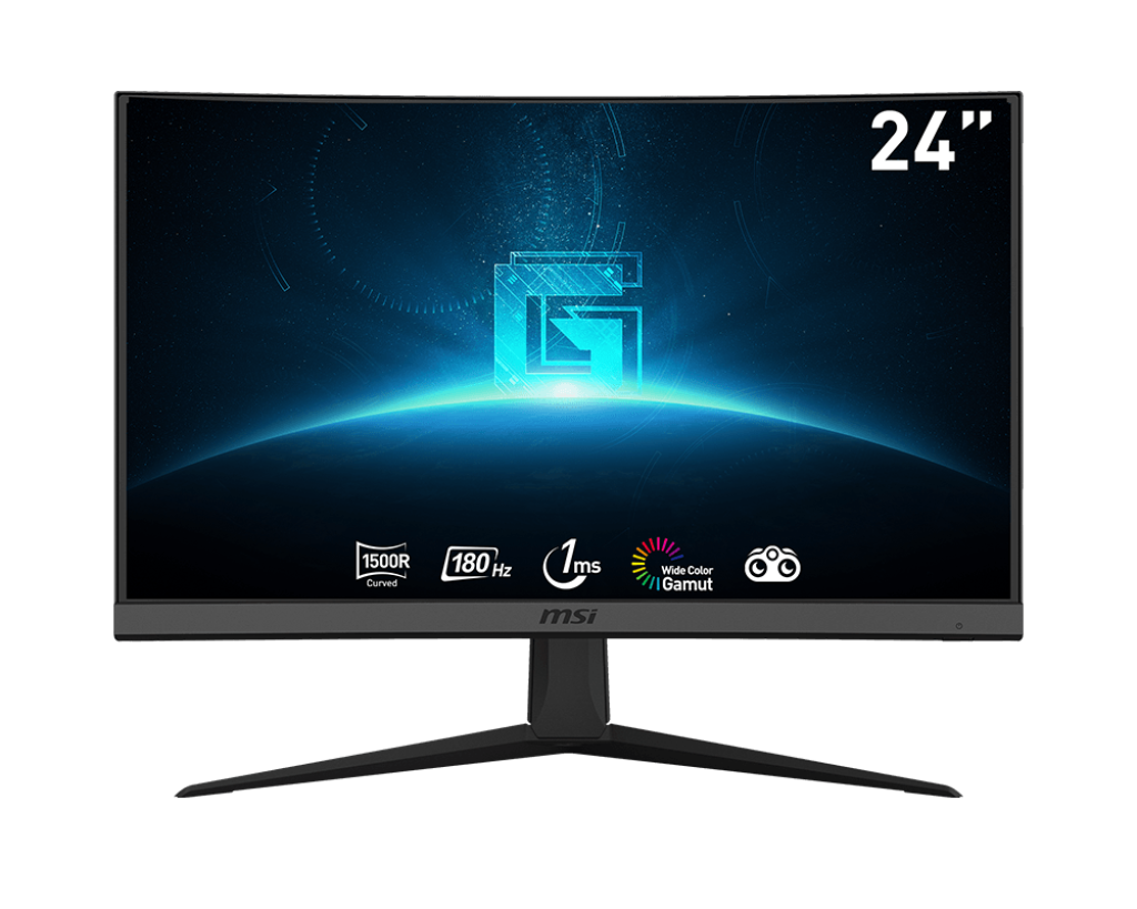 

Монитор 23.8" MSI Curved G24C6 E2 VA, изогнутый, 1920x1080 (5:4), 250кд/м2, 180 Гц, 1 мс, 178°/178°, HDMI, DisplayPort, черный (9S6-3BA01T-062), G24C6 E2