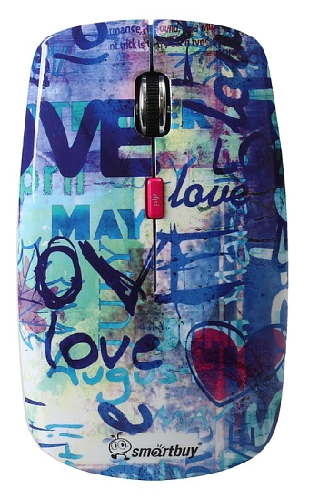 

Мышь беспроводная SmartBuy SBM-327AG-LV-FC Love Full-Color Print Blue USB, 2000dpi, оптическая светодиодная, USB, несколько цветов, SBM-327AG-LV-FC Love Full-Color Print Blue USB