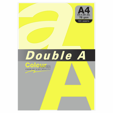 

Бумага A4 75 г/м² 100 листов, желтый неон Double A Эвкалипт неон (115131)