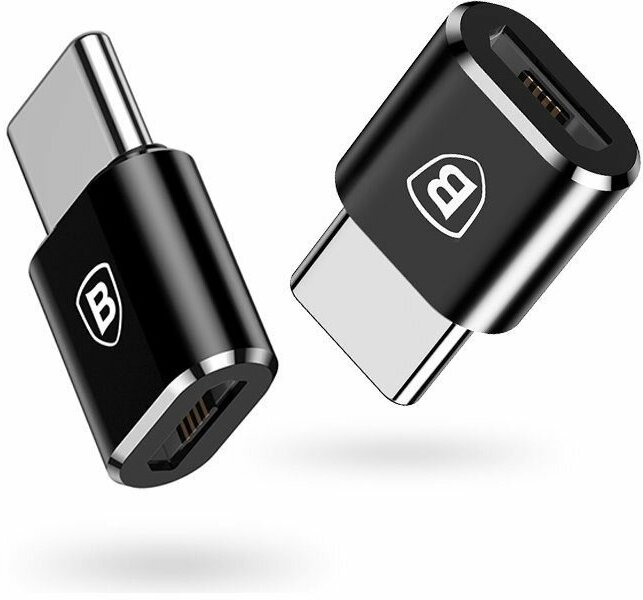 

Переходник (адаптер) Micro USB-USB Type-C, OTG, MFi, экранированный, 2.4А, черный, Baseus (CAMOTG-01)