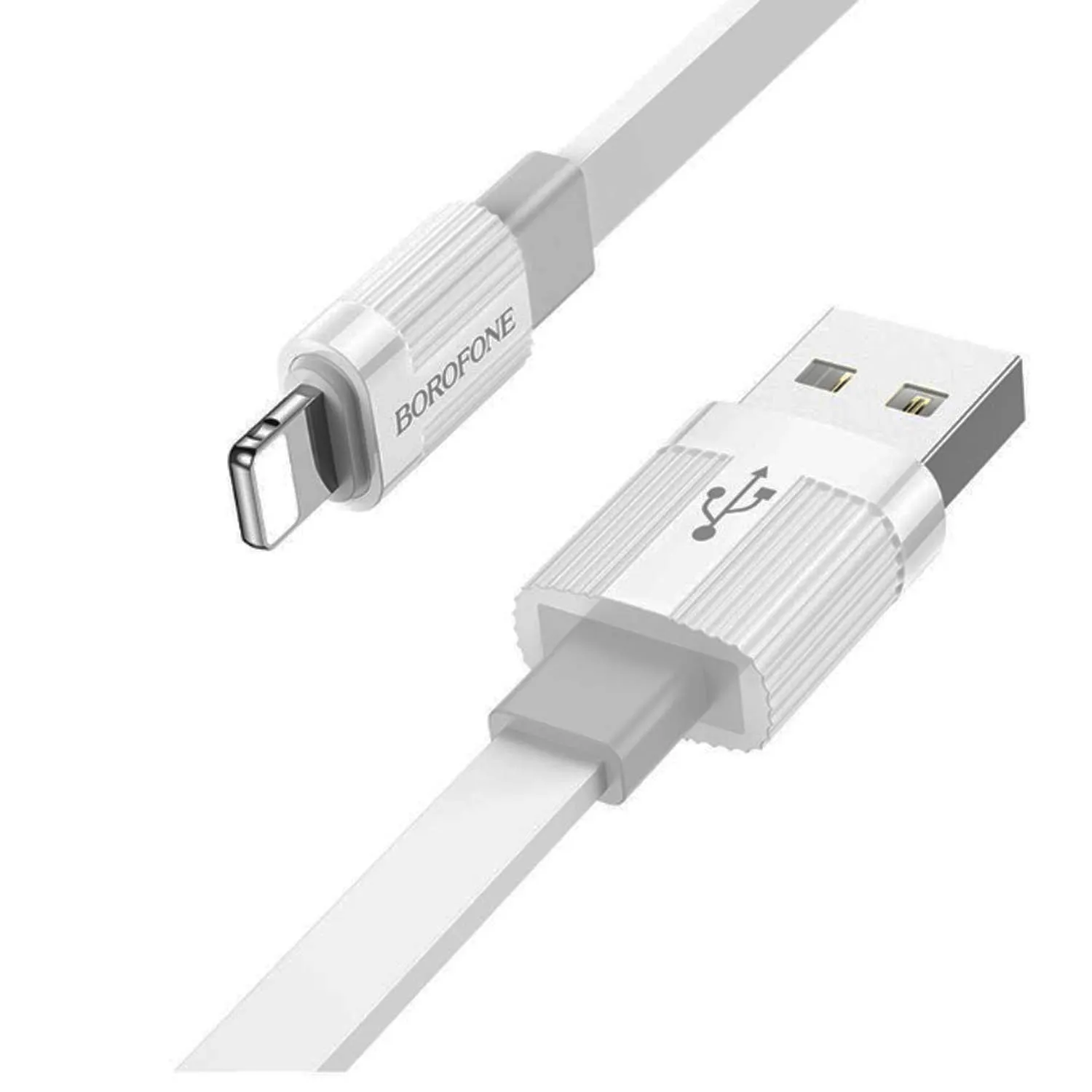 

Кабель USB-Lightning 8-pin, плоский, быстрая зарядка, 2.4А, 1 м, серый, Borofone Union BX89 (6974443389425), BX89
