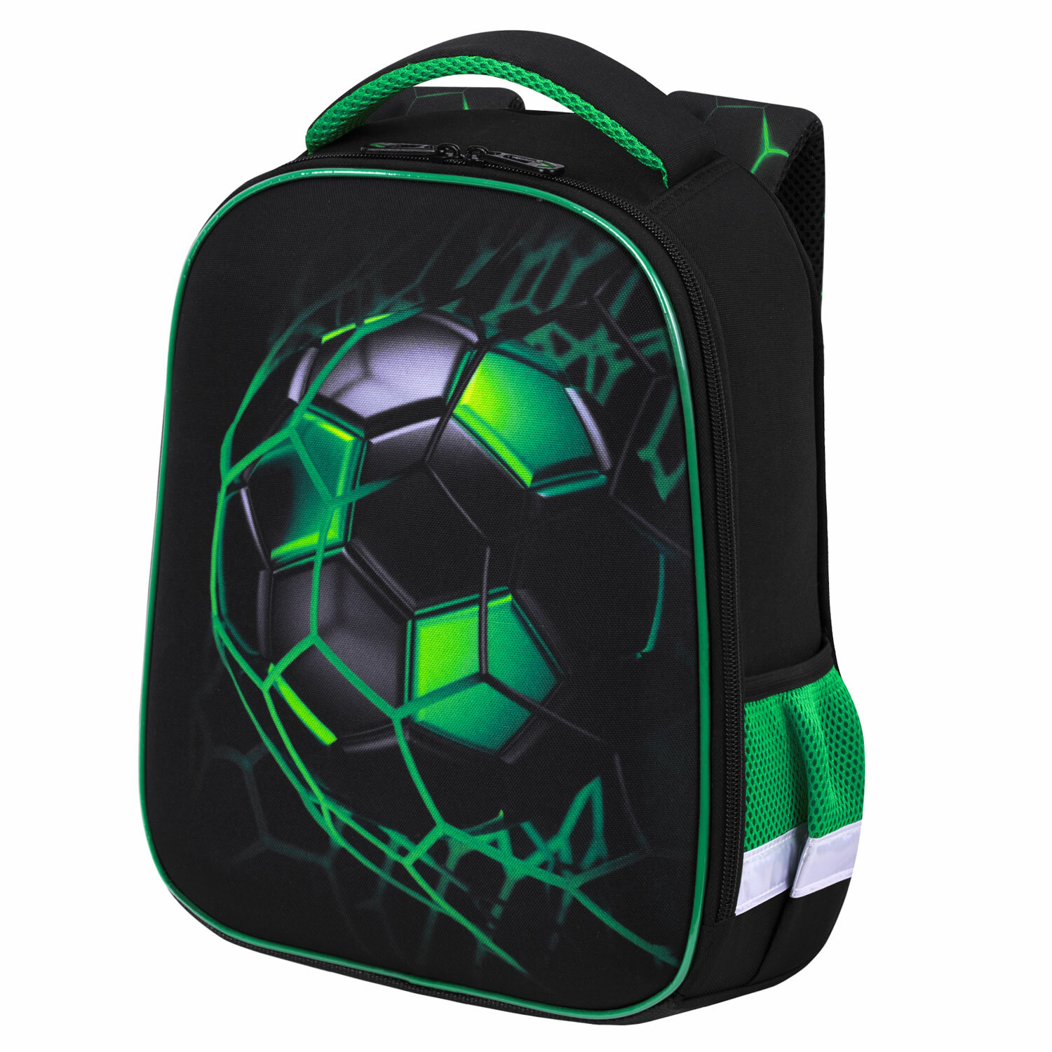 

Ранец Brauberg Start Green ball, анатомическая, вентилируемая, формоустойчивая спинка, 1 отделение, черный/зеленый (272092)