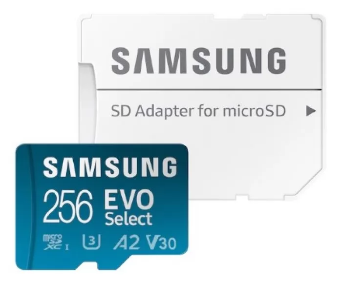 

Карта памяти 256Gb microSDXC Samsung EVO Select Class 10 UHS-I U3 V30 A2 + адаптер (MB-ME256KA/AM)