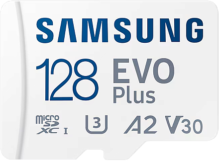 

Карта памяти 128Gb microSDXC Samsung EVO Plus Class 10 UHS-I U3 V30 A2 + адаптер (MB-MC128SA/CN)