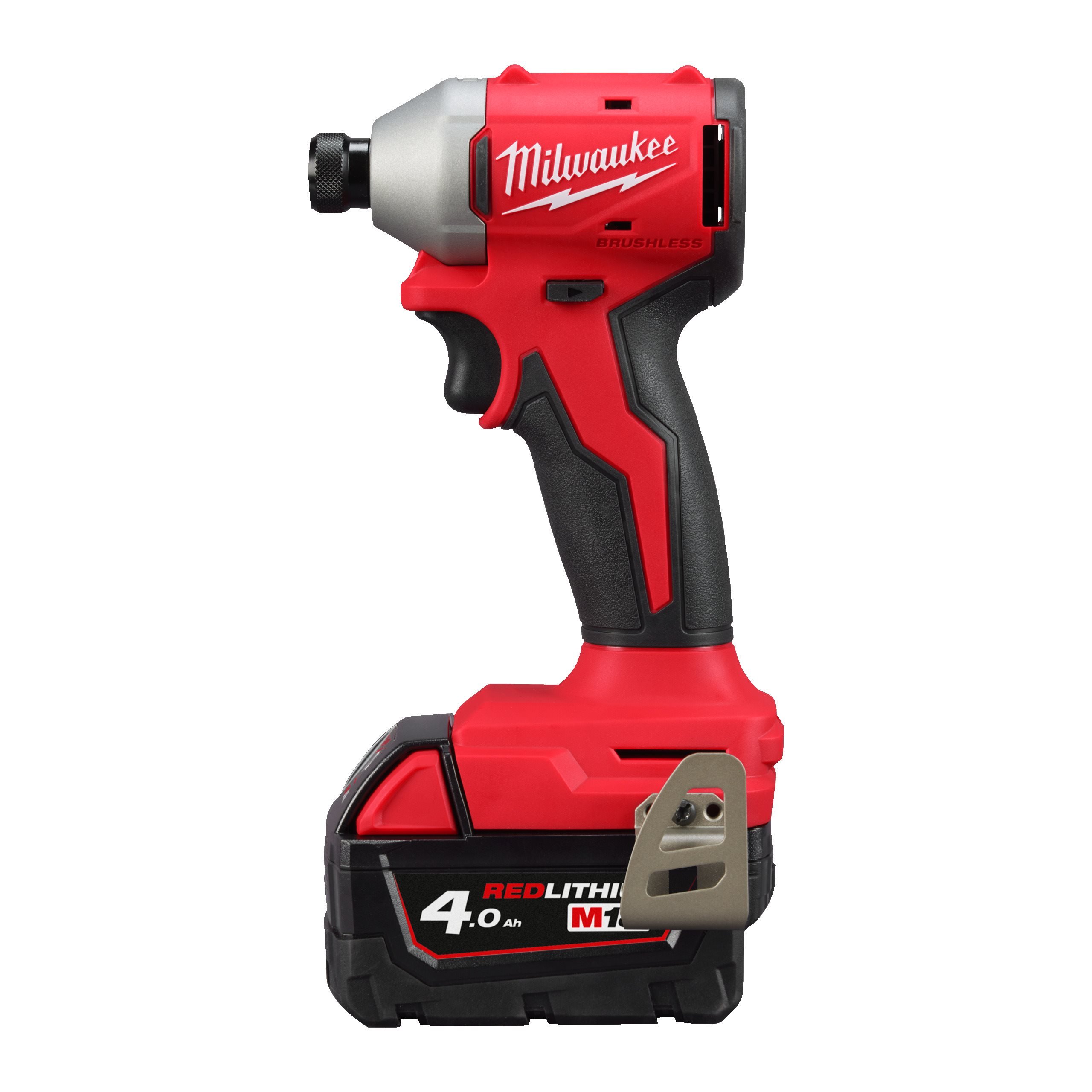 Винтоверт Milwaukee M18 BLIDRC-402C, аккумуляторный, ударный, 190 нм, шестигранный (1/4HEX), 4 А·ч, Li-Ion, 18 В, два аккумулятора, кейс, 1.3 кг (4933492840) 2 акб + зу