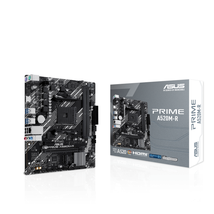 

Материнская плата ASUS PRIME A520M-R, SocketAM4, AMD A520, 2xDDR4, PCI-Ex16, 4SATA3, 7.1-ch, GLAN, 6 USB 3.2, HDMI, mATX, Retail, PRIME A520M-R