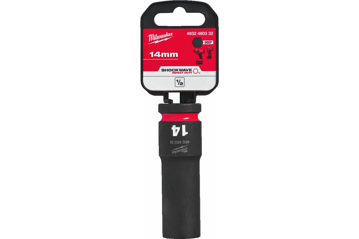 

Головка торцевая Milwaukee Shockwave 4932480332, глубокая, ударная, шестигранная, 1.4 см, 1/2" (4932480332), 4932480332