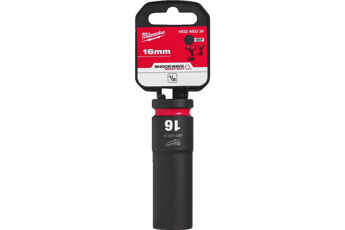 

Головка торцевая Milwaukee Shockwave 4932480334 , глубокая, ударная, шестигранная, 1.6 см, 1/2" (4932480334), 4932480334