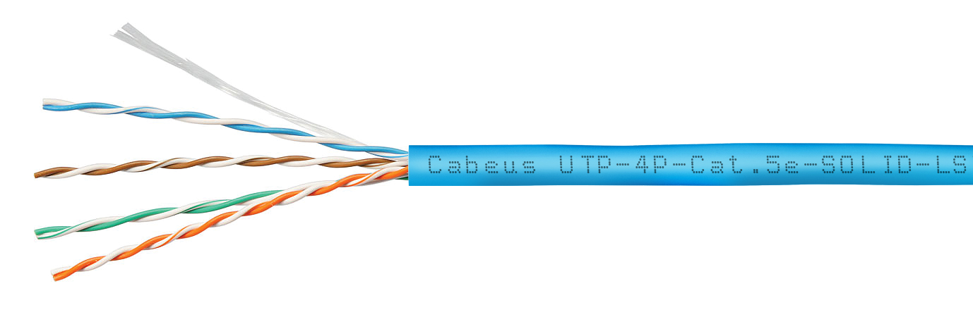 Витая пара UTP кат5e 4 пары CU 305м внутренний одножильный LSZH синий Cabeus UTP-4P-Cat5e-SOLID-LSZH-BL 17000₽