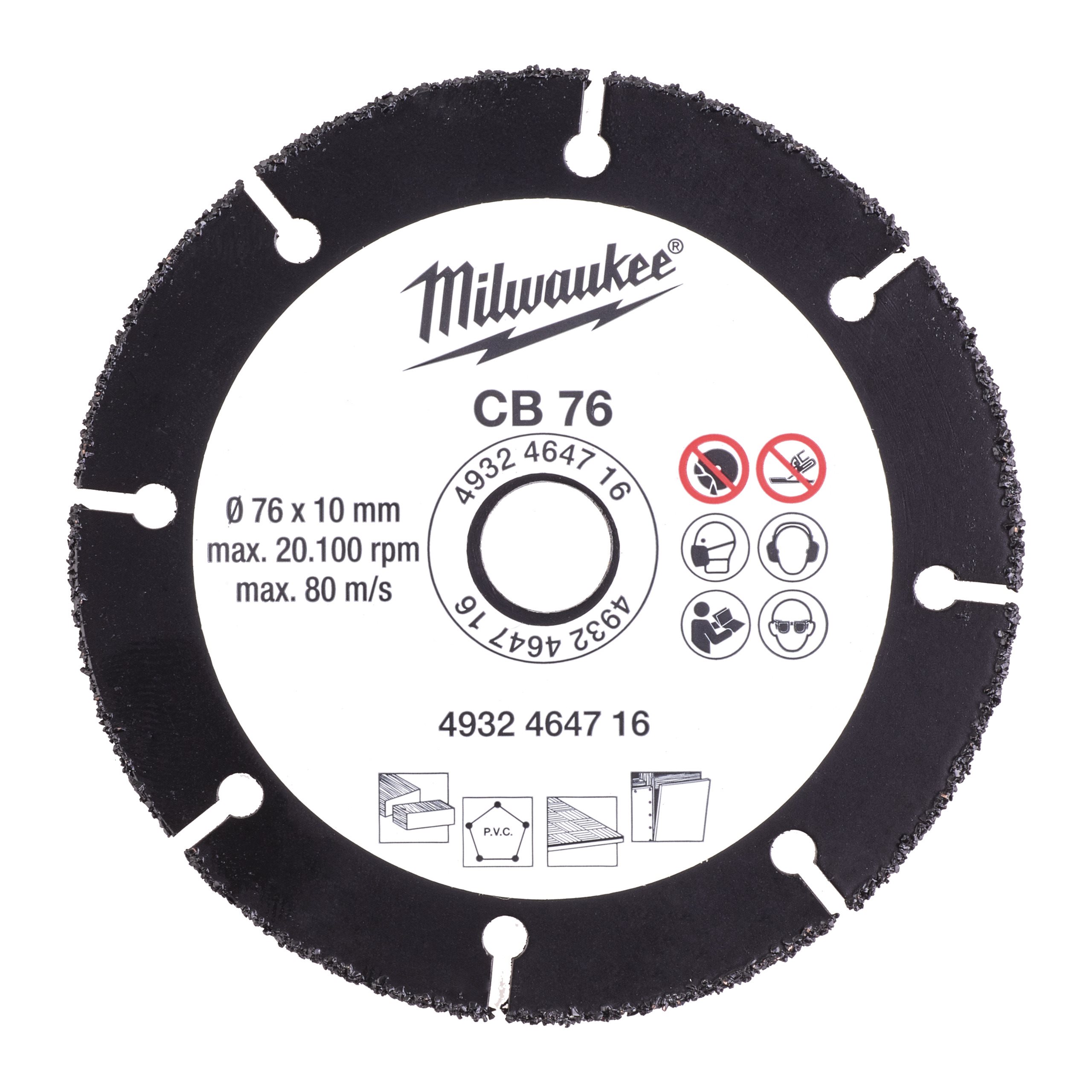 Пильный диск Milwaukee, ⌀76 мм x 10 мм дерево, пластик, 1 шт. (4932464716)