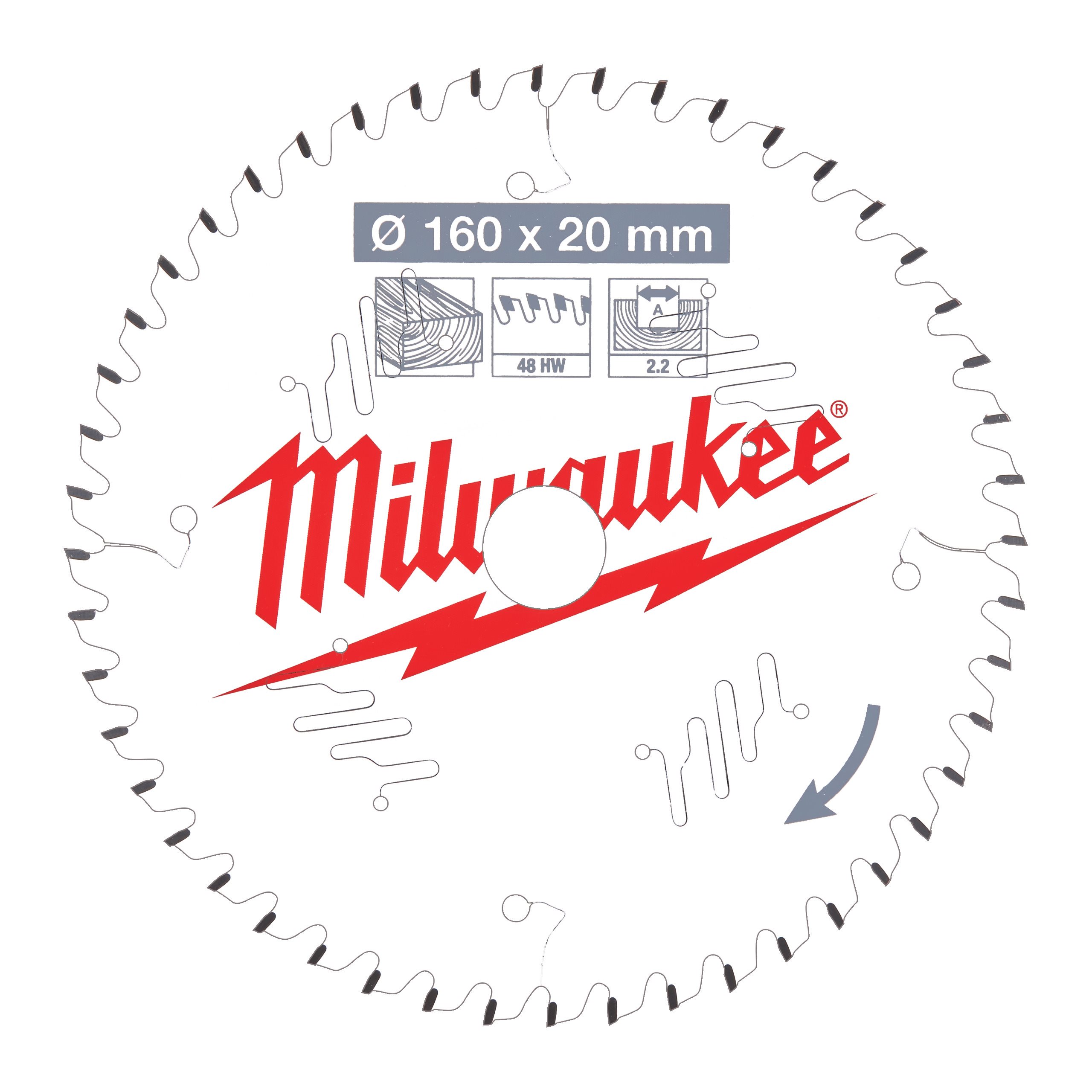 

Пильный диск Milwaukee, ⌀160 мм x 20 мм по дереву, чистый/точный рез, 48Т, 1 шт. (4932471291)