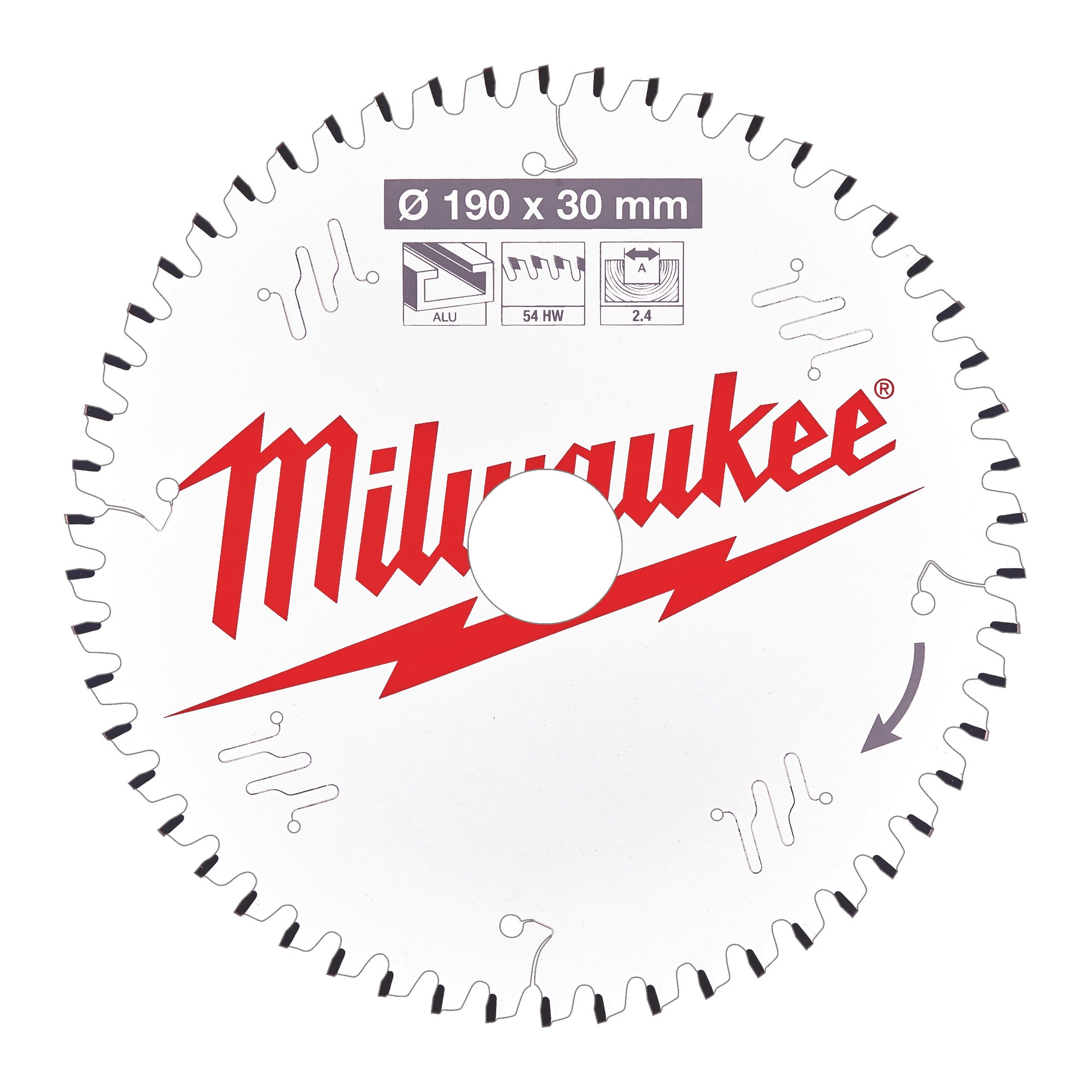 

Пильный диск Milwaukee, ⌀190 мм x 30 мм по металлу/пластику, чистый/точный рез, 54T, 1 шт. (4932471303)