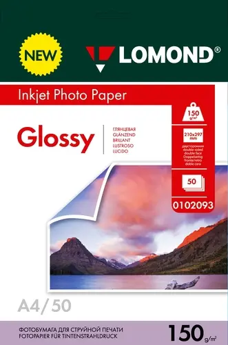 

Фотобумага A4 150 г/м² глянцевая, 50 листов, двусторонняя, Lomond Glossy Photo Paper 0102093 для струйной печати