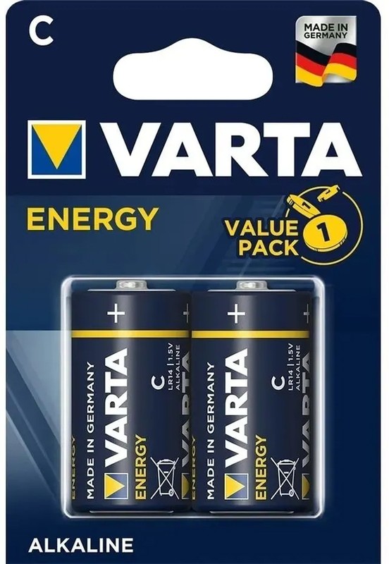 

Батарея Varta Energy, C (R14/LR14), 1.5V, 2 шт.