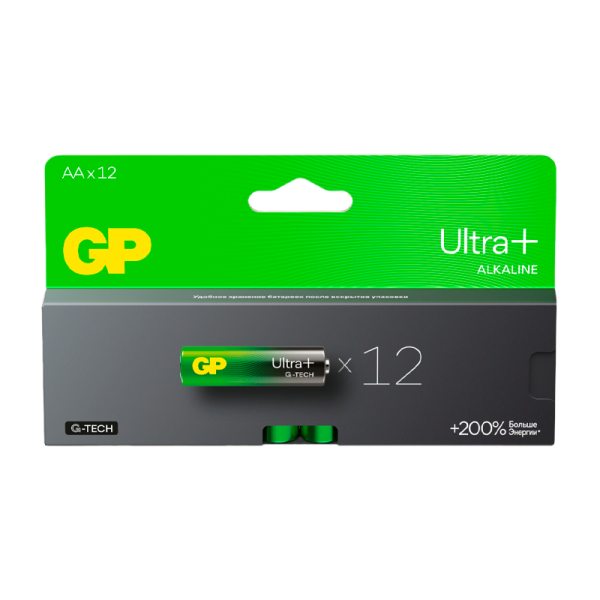 

Батарейка GP Ultra Plus Alkaline, AA (LR6), 1.5V, 12 шт. (GP 15AUPA21-2CRB12 96/768)