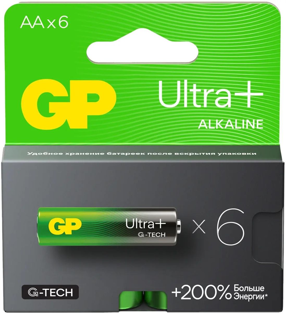 

Батарейка GP Ultra Plus Alkaline, AA (LR6), 1.5V, 6 шт. (GP 15AUPA21-2CRB6 96/768)