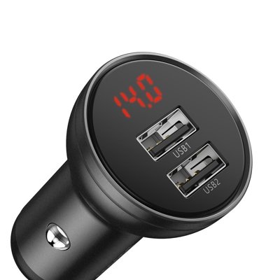 

Автомобильное зарядное устройство Baseus Digital Display Dual, 2xUSB, 4.8А, QC, серый (CCBX-0G)