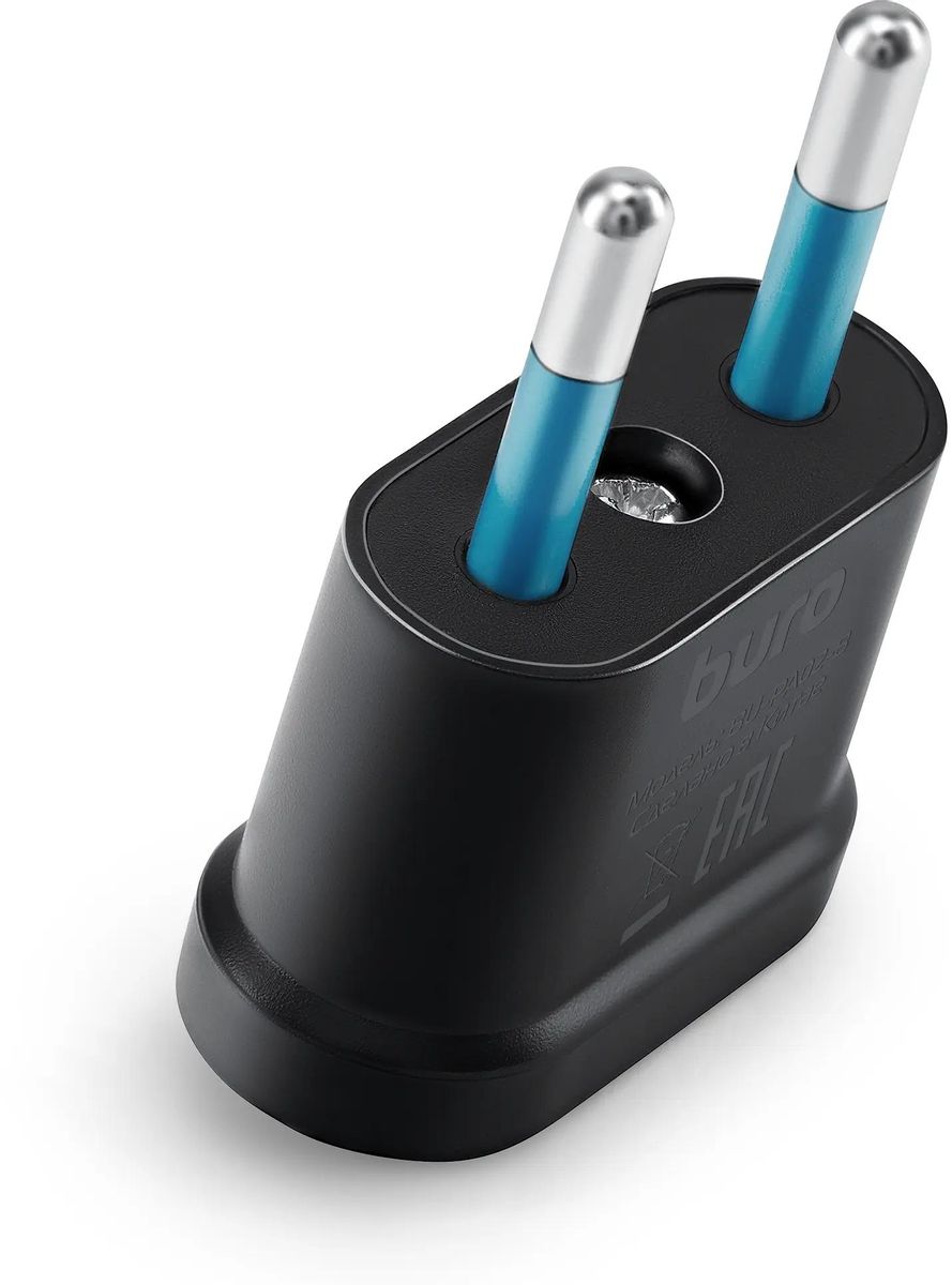 

Переходник питания (адаптер) Europlug(M)-USA plug (f) прямая вилка, 2.5А, черный Buro BU-PA02-B (BU-PA02-B), BU-PA02-B
