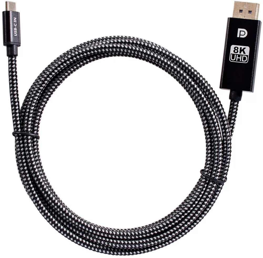 

Кабель-переходник (адаптер) USB 3.1 Type-C(M)-DisplayPort(20F) v1.4 4K/8K, 1.8 м, черный Telecom (TCC024-1.8M)