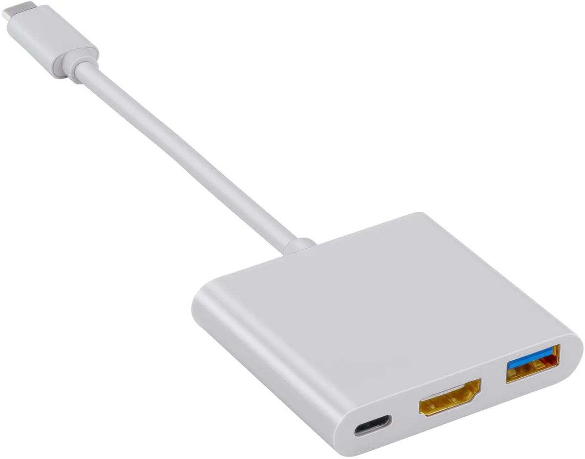 Кабель USB 2.0 Type-C(M)-HDMI (F)/USB A (F)/USB Type-C (F) 4K, белый Buro (BHP RET TPC-HDM)