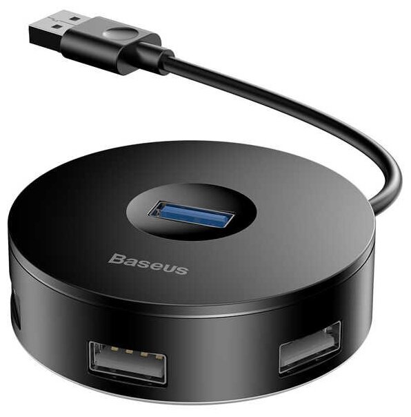 

USB-концентратор Baseus Round box, 3xUSB 2.0, 1xUSB 3.0, черный (CAHUB-F01), Round box