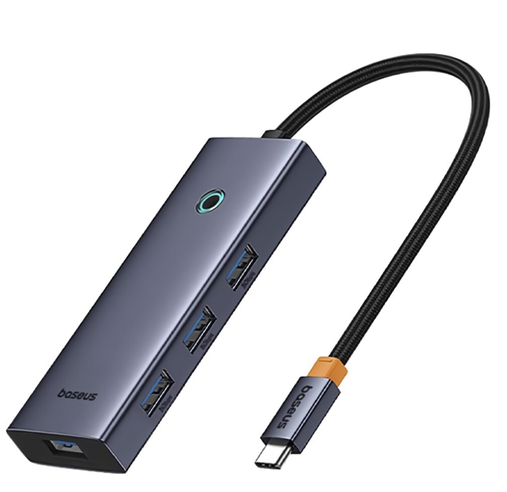 

USB-концентратор Baseus BS-OH149, 4xUSB 3.0, 1 (для питания)xUSB-C, серый космос + PDx1 100W (B00052801811-01), BS-OH149
