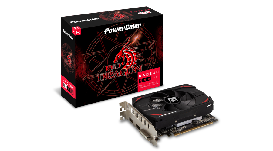 

Видеокарта PowerColor AMD Radeon RX 550 Red Dragon OC, 4Gb DDR5, 128 бит, PCI-E, DVI, HDMI, DP, Retail (4GBD5-DHV2/OC), Red Dragon OC