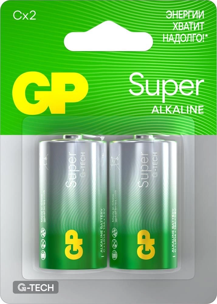 

Батарейка GP Super Alkaline, C (R14/LR14), 1.5V, 2 шт. (4891199226267)