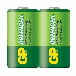 

Батарейка GP Greencell, C (R14/LR14), 1.5V, 2 шт. (GP 14G-CR2)