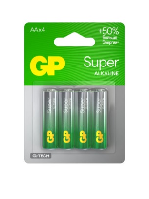 Батарейка GP Super Alkaline, AA (LR6), 1.5V, 4 шт