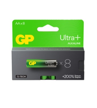 

Батарейка GP Ultra Plus Alkaline, AA (LR6), 1.5V, 8 шт. (4891199222702)