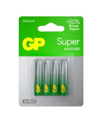Батарейка GP Super Alkaline, AAA (LR03), 1.5V, 4 шт