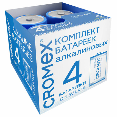 Батарея CROMEX Alkaline, C (R14/LR14), 1.5V, 4 шт. (456455)