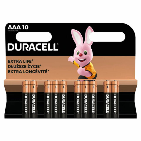 

Батарейка Duracell Basic, AAA (LR03), 1.5V, 10 шт. (456787)